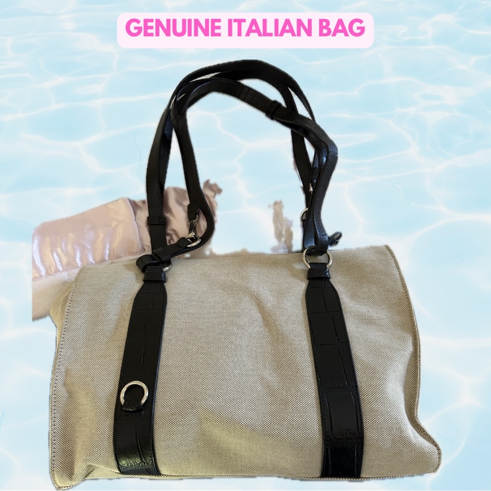 Genuine Italian Canvas and Alligator Tote Bag